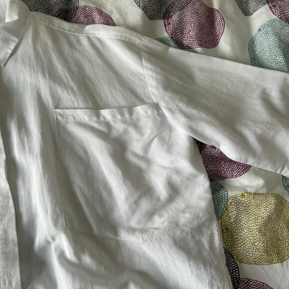 Lily Moss White Oversized Button down cotton ramie Blouse Womens Large - Picture 5 of 9